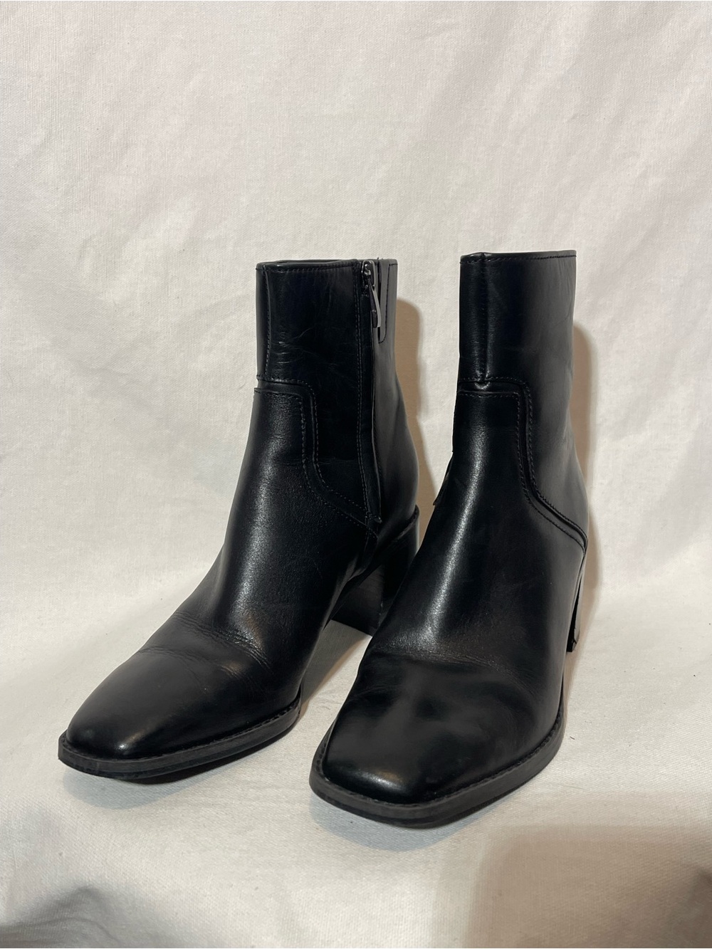 27 Edit Naturalizer Erica Black Leather Square Toe Ankle Boots Size 7